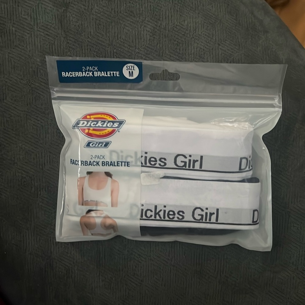 Dickies girl pack of 2 racerback bralettes I'm med. One black and one white